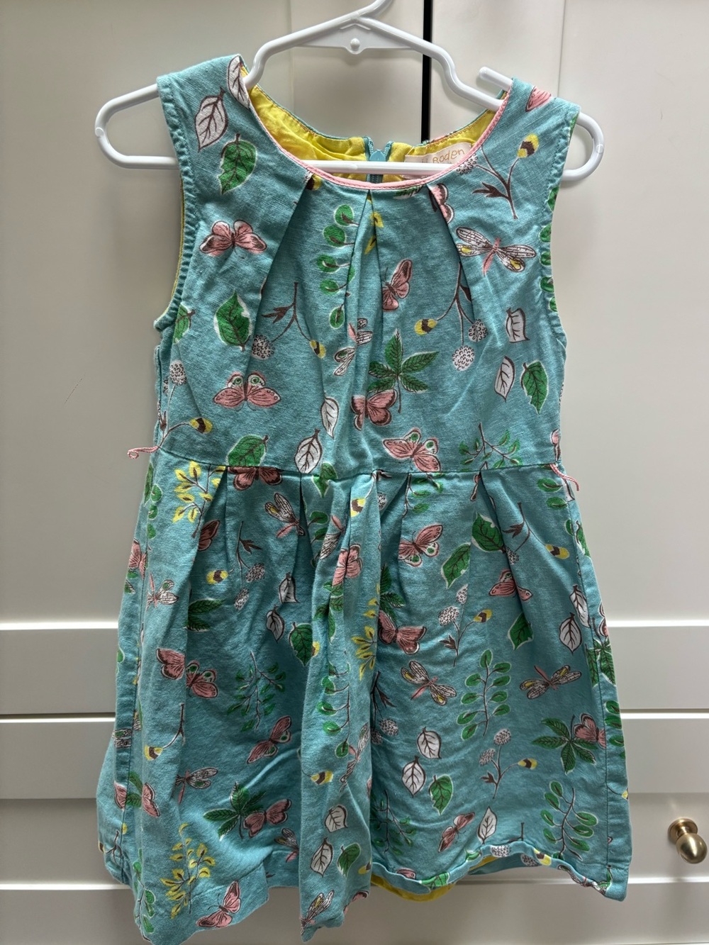 Mini Biden Girls Aqua Floral & Butterfly Sleeveless Dress